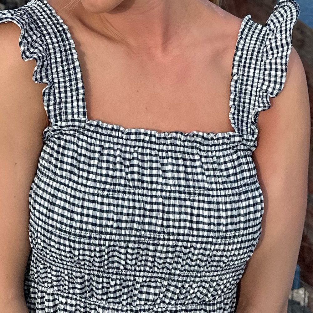 Gingham Ruffle Sleeve Dress